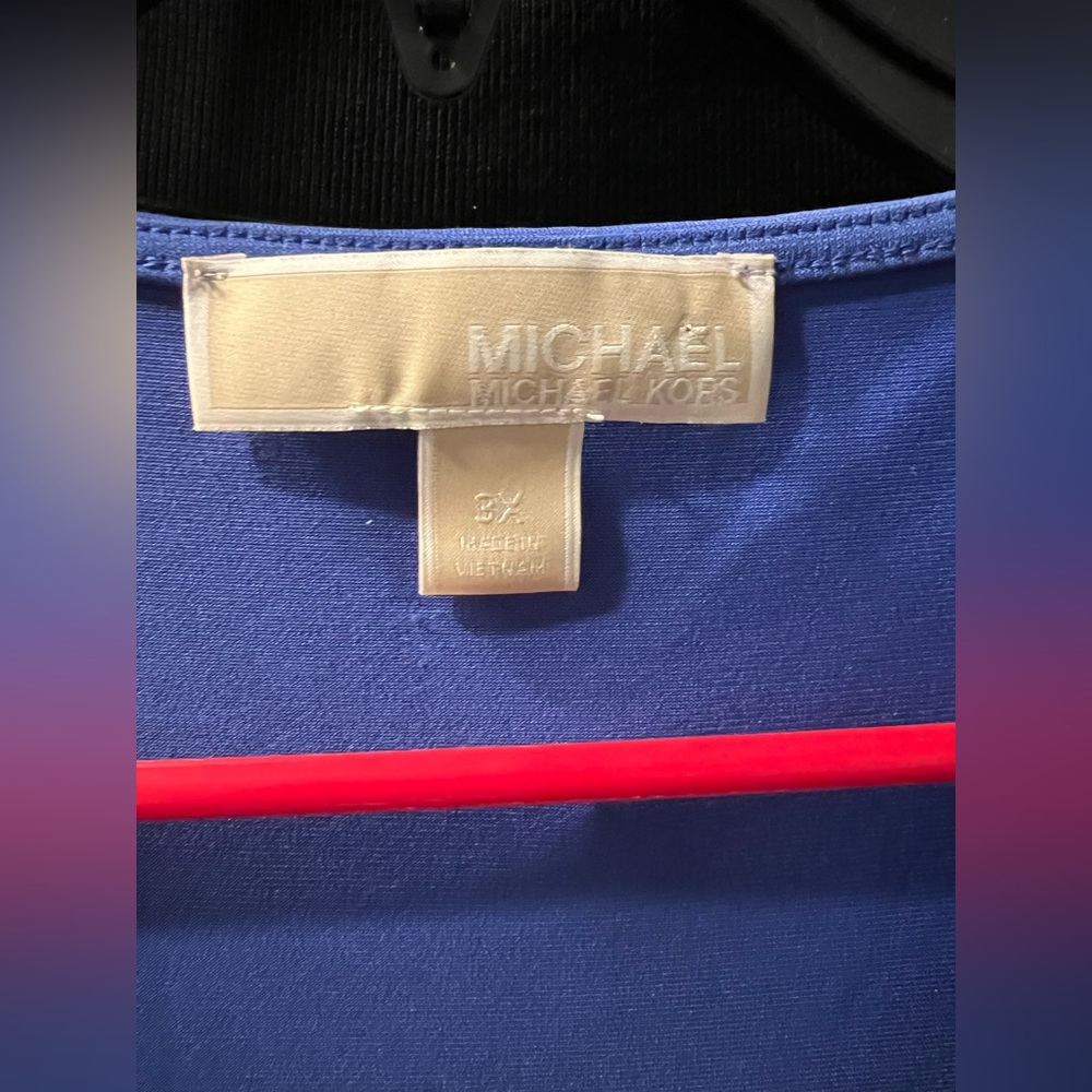 MICHAEL Michael Kors Blue Blouse with Gold Tone Chain Accents EUC - Picture 6 of 6